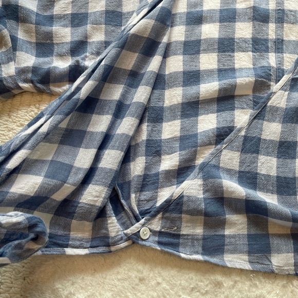 Rails Athena Periwinkle Gingham Wrap Top Women's Size S Linen Blend Crop - Picture 7 of 10